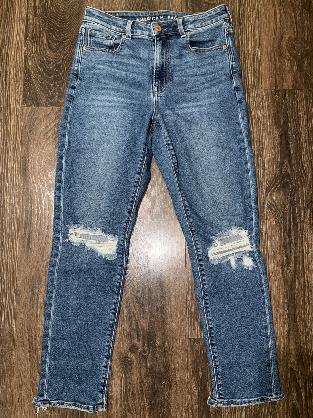 American Eagle Size 2 Regular Distressed Skinny Jeans Stretch Raw Hem
